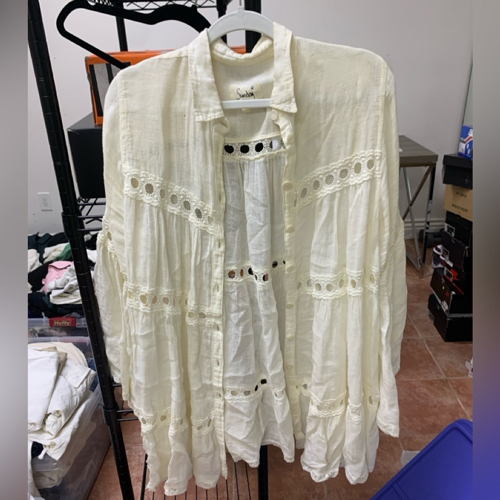 Sunday Cream Button-Up beach dress